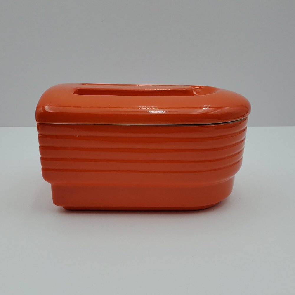 Hall China Company Westinghouse Orange Refrigerator Box Lidded Dish Fridgie - Picture 4 of 10